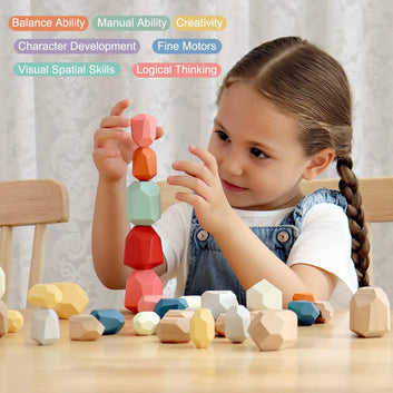 36-Piece Montessori Wooden Stacking Stones
