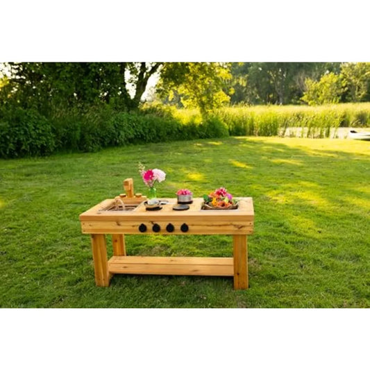 Cedar Outdoor Mud Kitchen with Stovetop