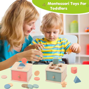 Montessori Wooden Multi-Function Coin & Shape Sorter Box – Baby Cognitive Toy (Ages 1-4)