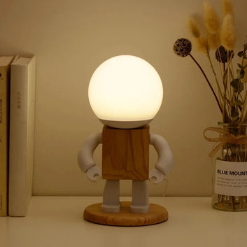 Wooden LED Robot Table Lamp